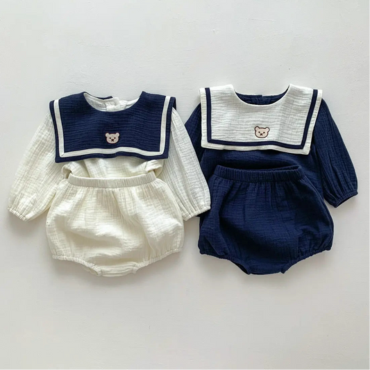 Navy Blue Bear Embroidery Set