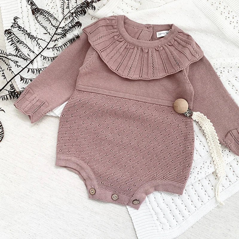 Knit Ruffle Collar Romper