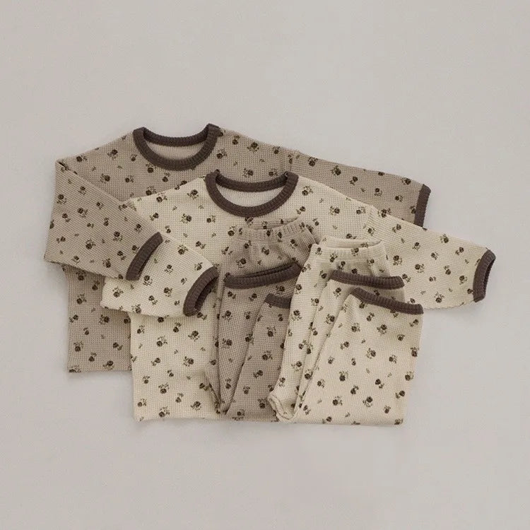 Floral Jacquard Waffle Knit Set