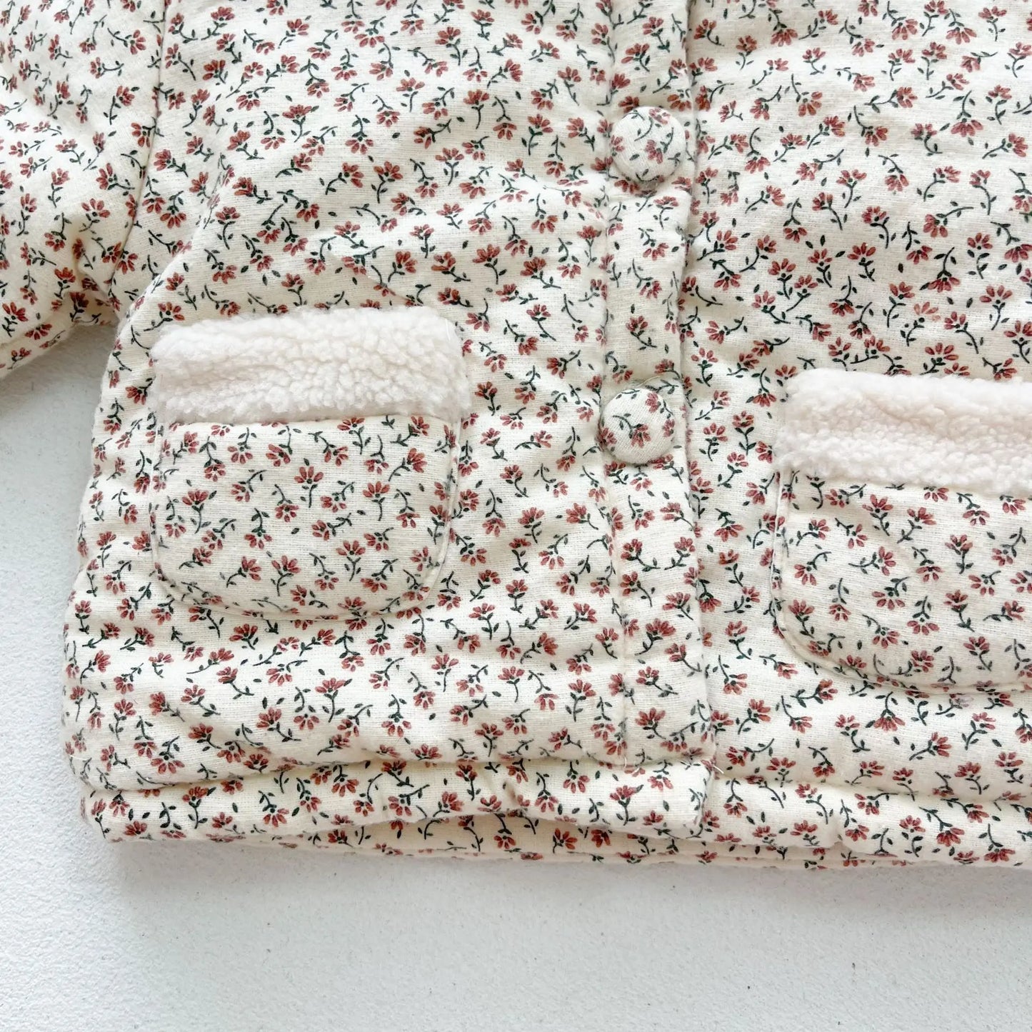 Floral Ruffled Lace Collar Thick Cotton Coat