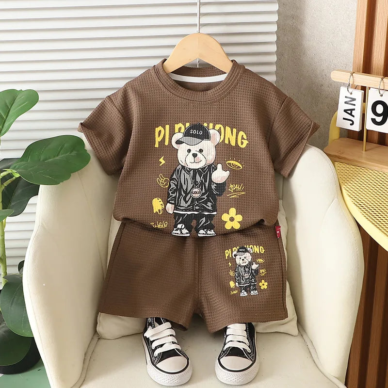 Waffle Knit Hat Bear Set