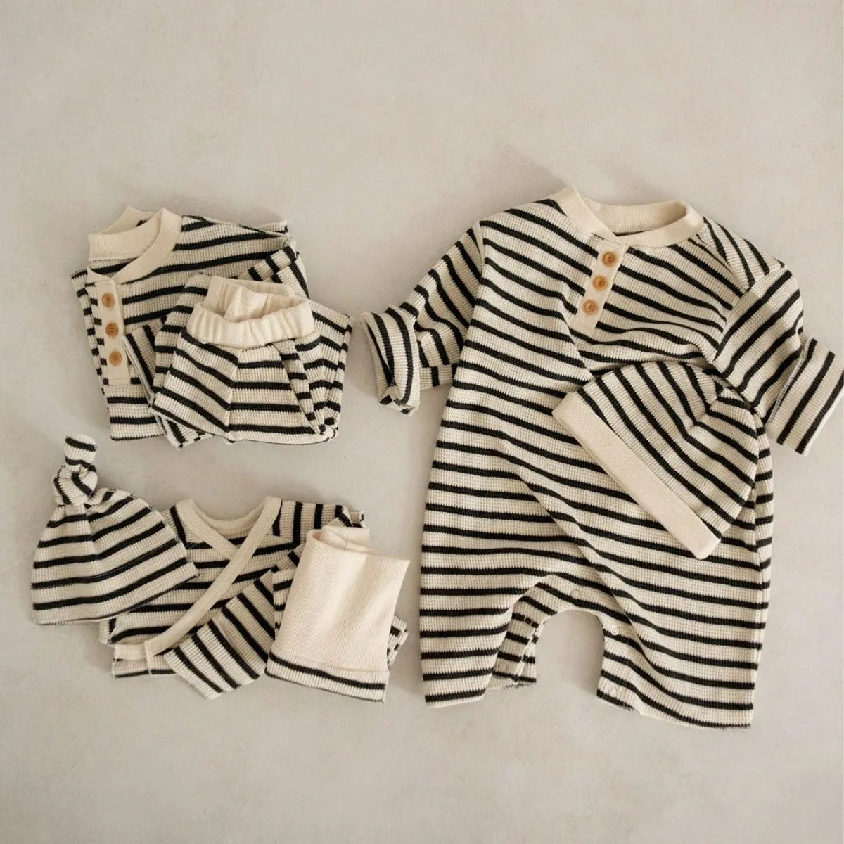 Waffle Knit Striped Set
