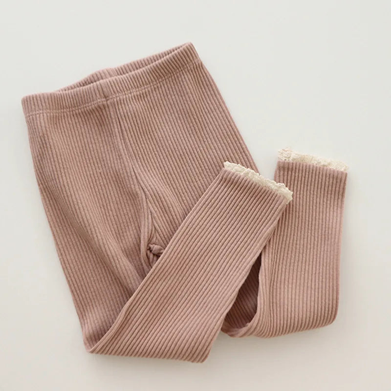Candy Colour Ribbed Lace Pants