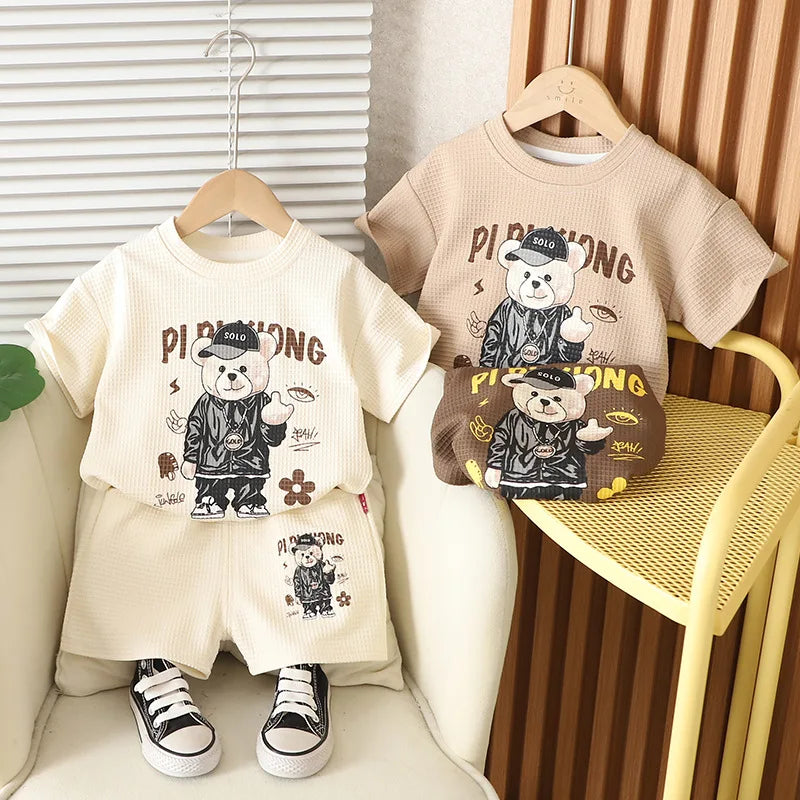 Waffle Knit Hat Bear Set