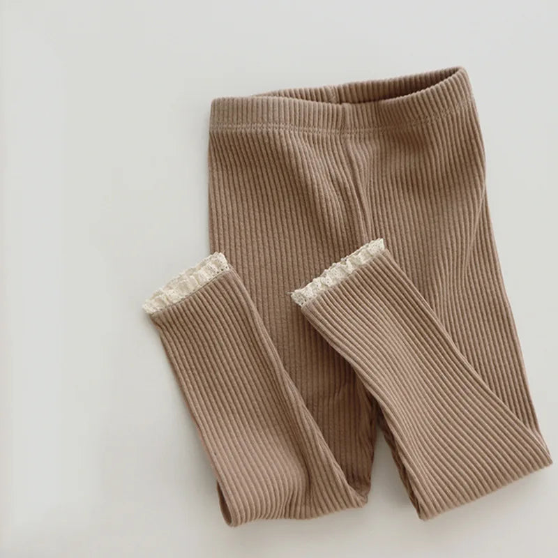 Candy Colour Ribbed Lace Pants