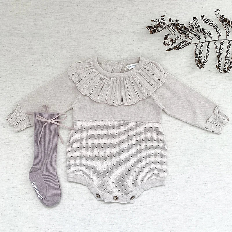 Knit Ruffle Collar Romper