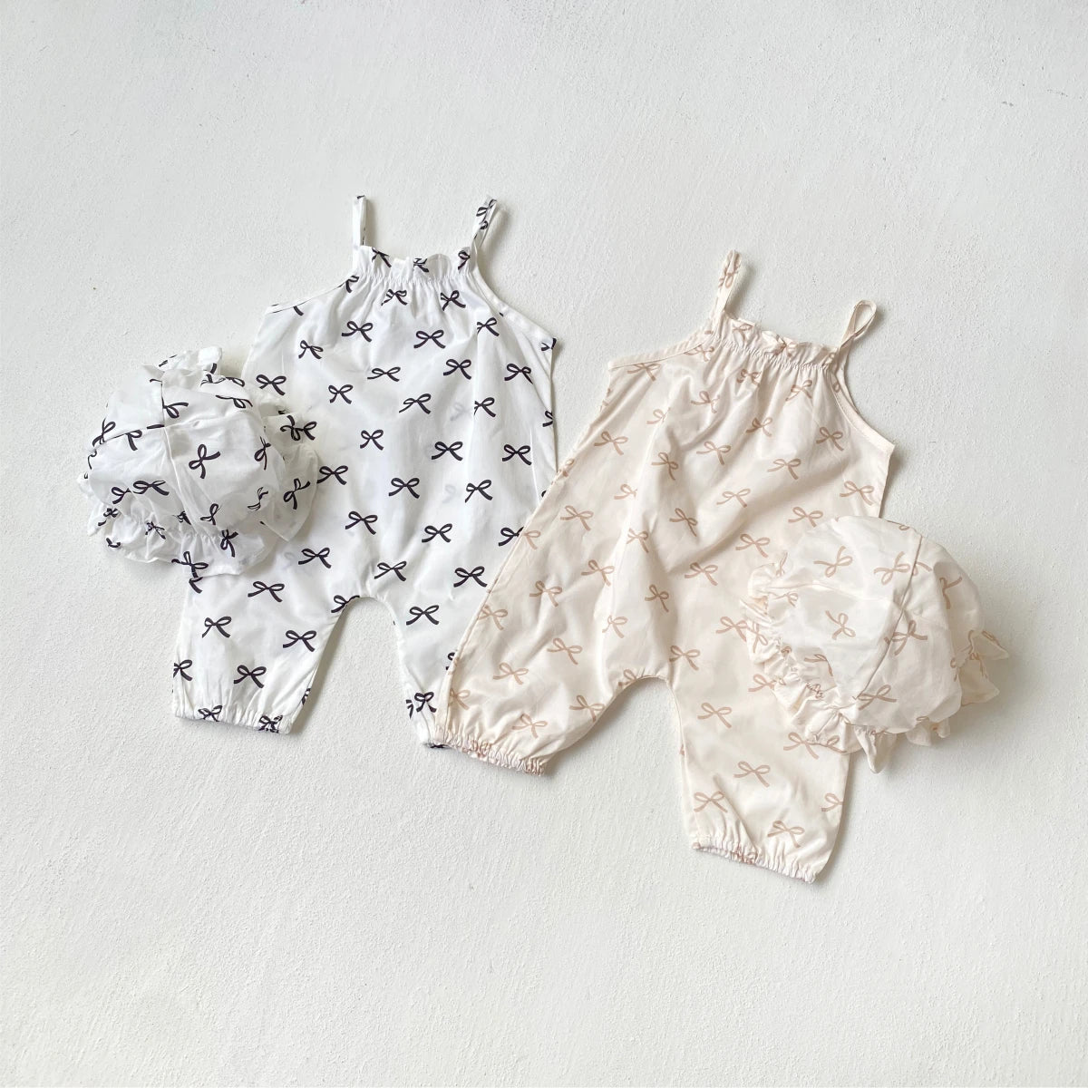 Bowknot Cotton Romper and Hat