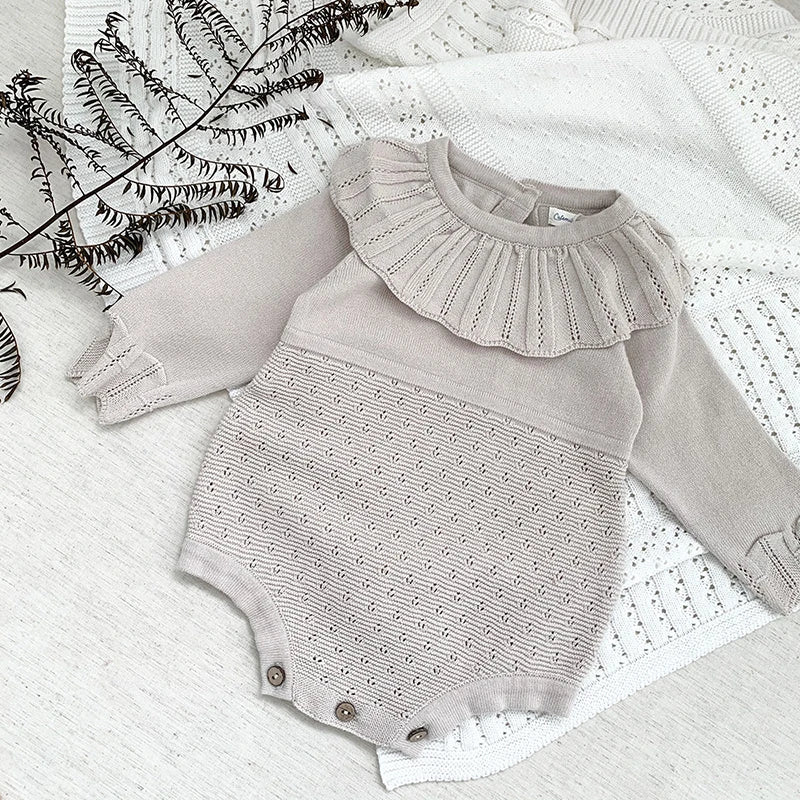 Knit Ruffle Collar Romper