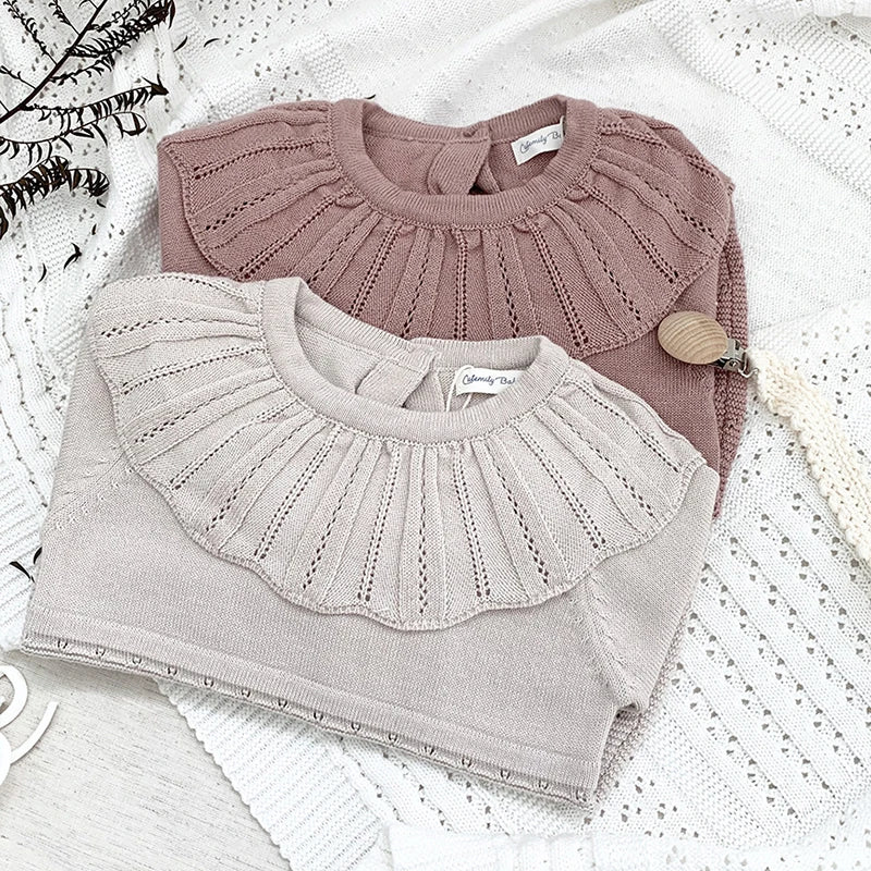 Knit Ruffle Collar Romper