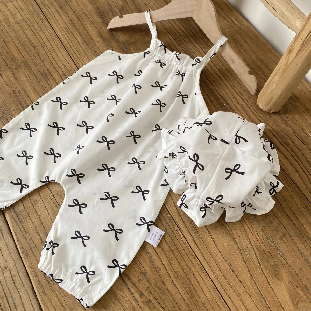 Bowknot Cotton Romper and Hat