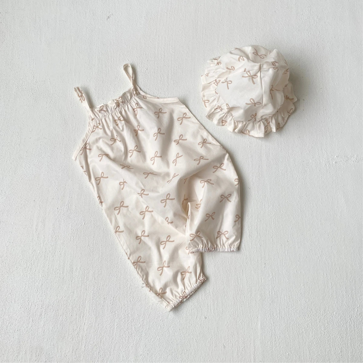 Bowknot Cotton Romper and Hat
