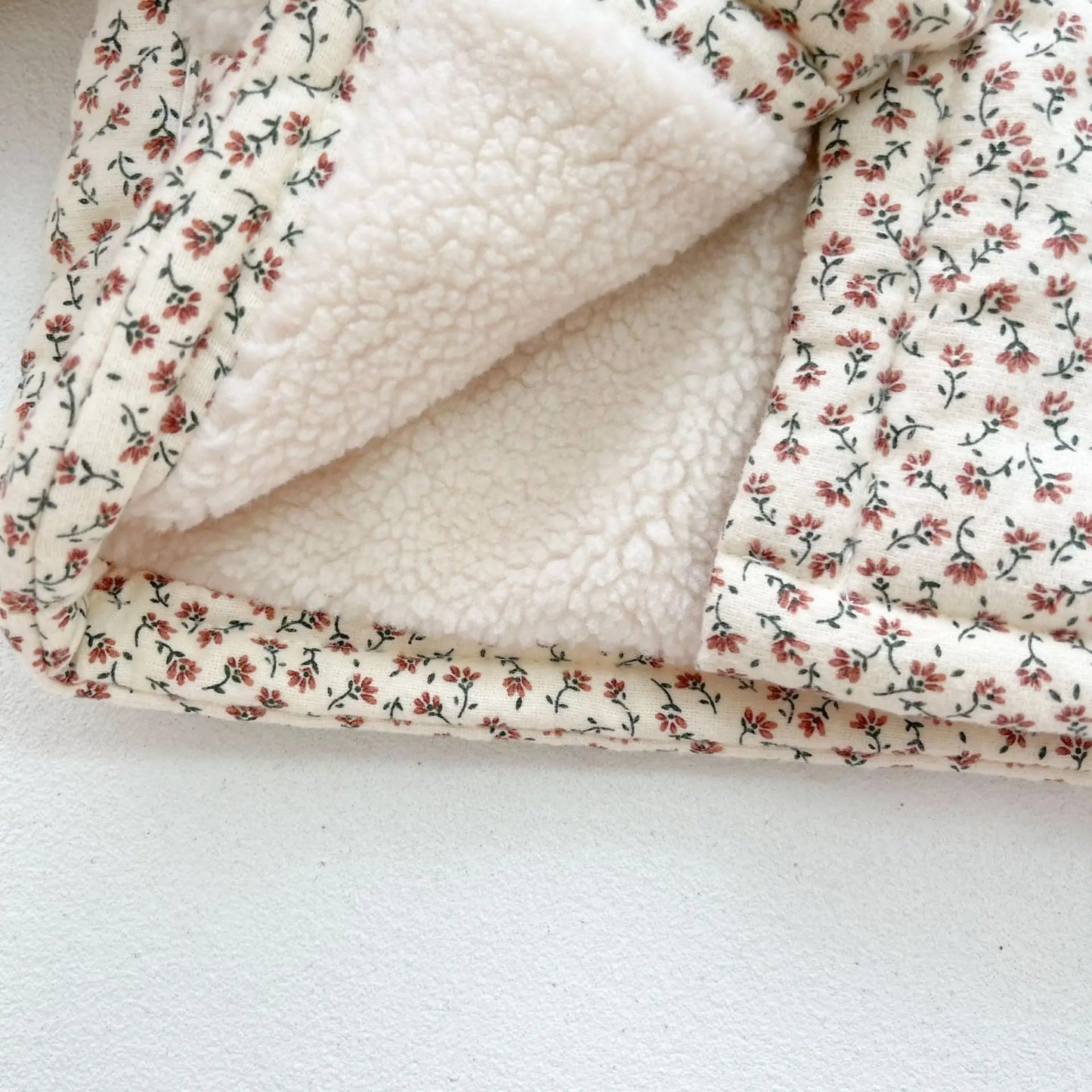 Floral Ruffled Lace Collar Thick Cotton Coat