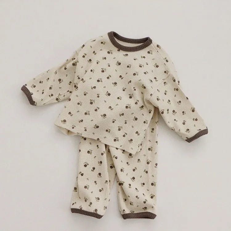 Floral Jacquard Waffle Knit Set
