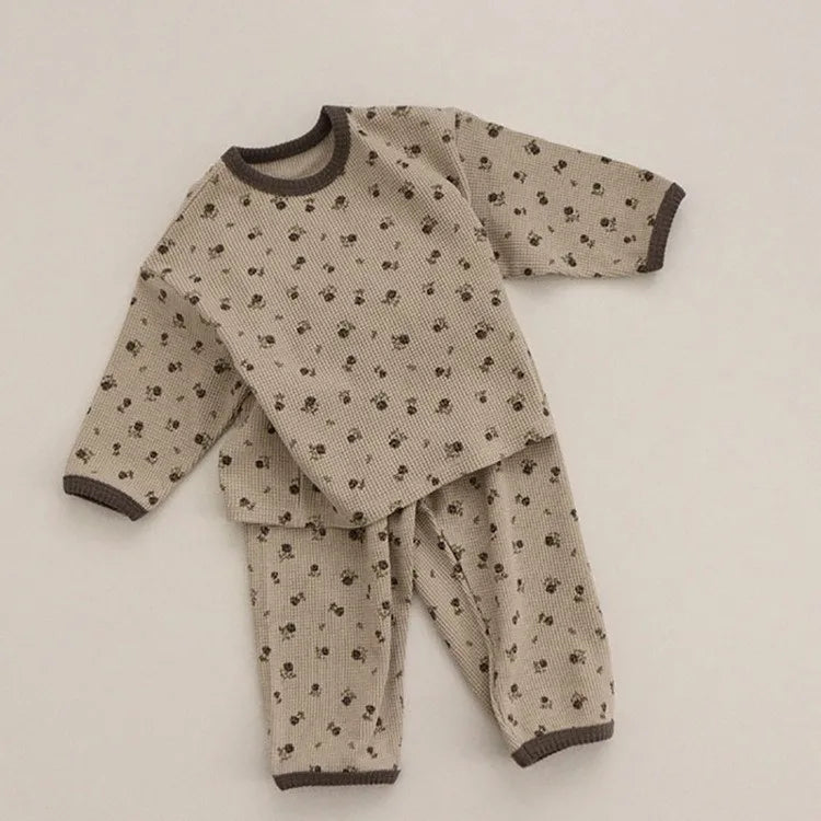 Floral Jacquard Waffle Knit Set