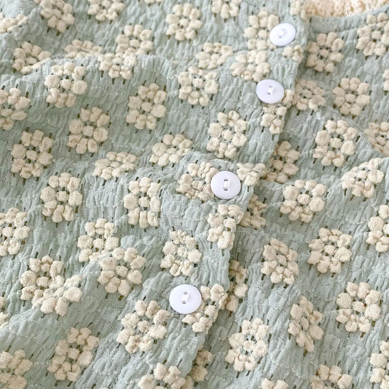 Green Floral Jacquard Knit Set