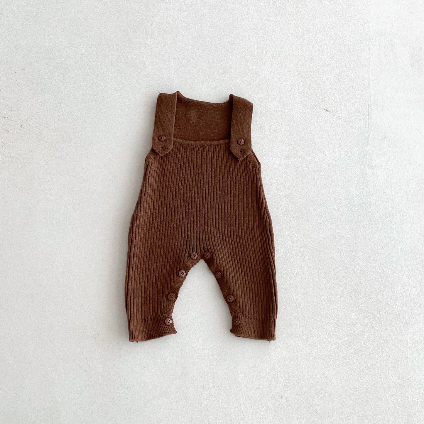 Ribbed Knit Snap Button Overalls