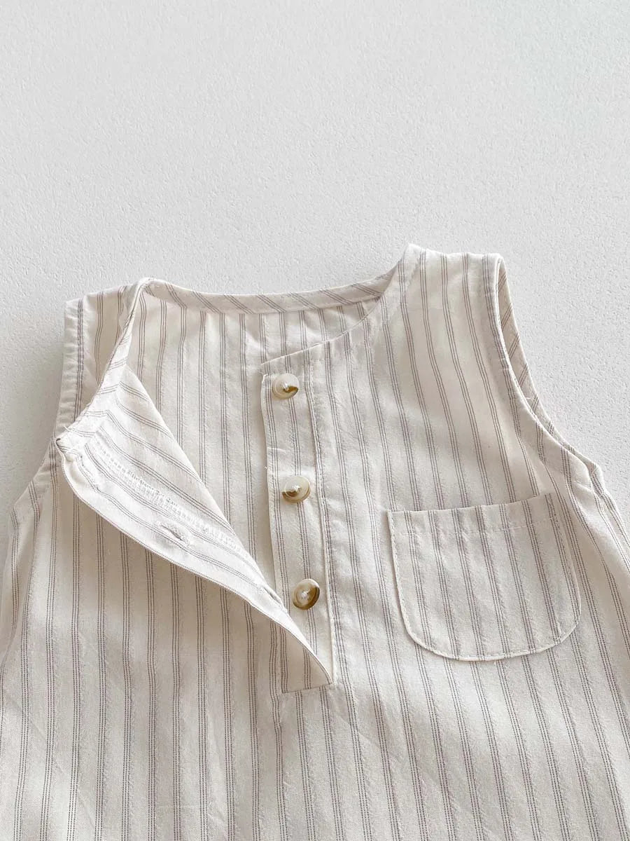 Striped Sleeveless Romper and Hat