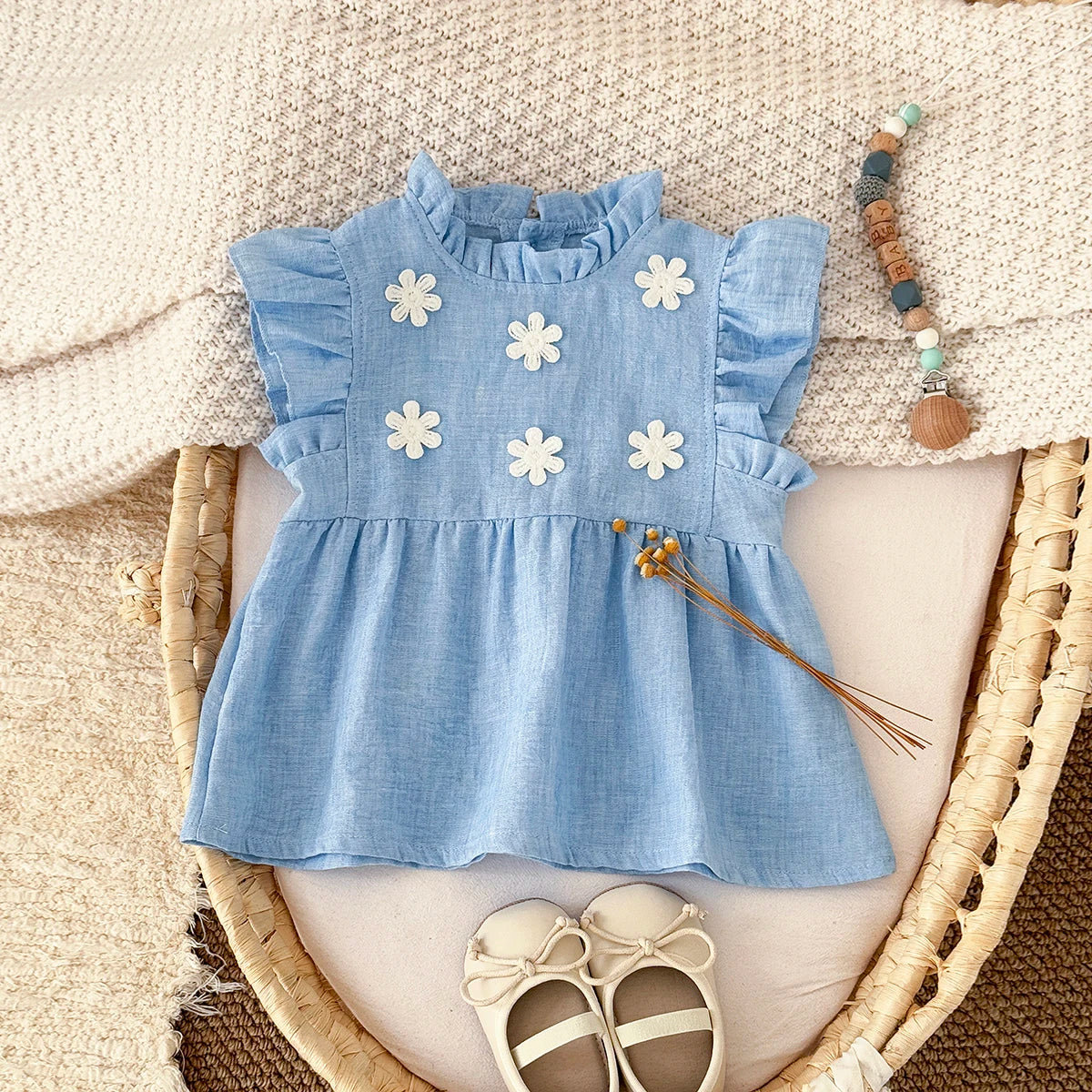 White Floral Sticker Dress