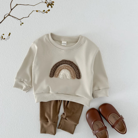 Brown Rainbow Ribbed Knit Set