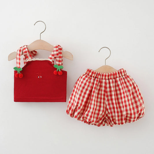 Cherry Plaid Camisole Set