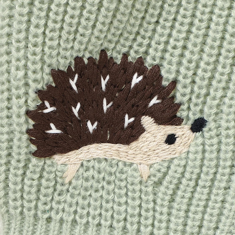 Hedgehog Embroidery Knit Cardigan