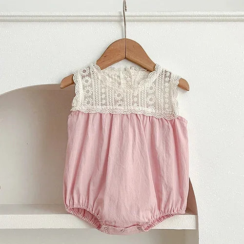 Laced Floral Embroidery Romper
