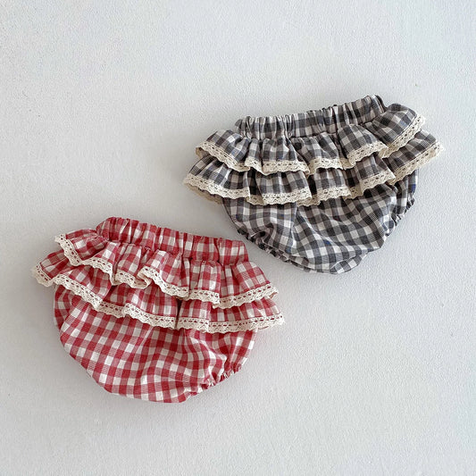 Plaid Ruffled Lace Bloomer