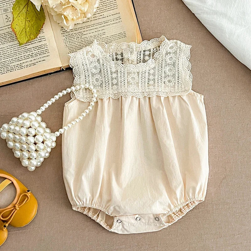 Laced Floral Embroidery Romper