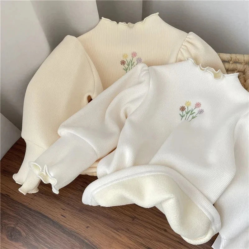 Girls Ribbed Fancy Floral Shirt