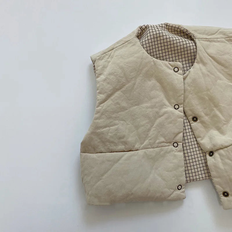 Plaid Padded Reversible Vest