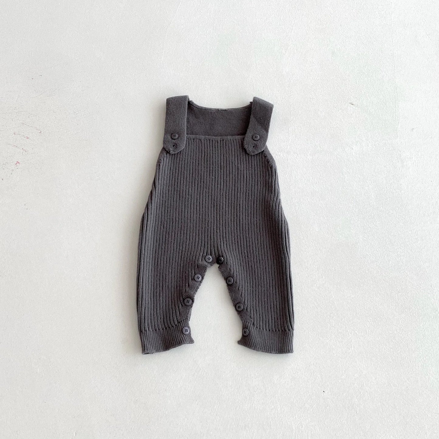 Ribbed Knit Snap Button Overalls