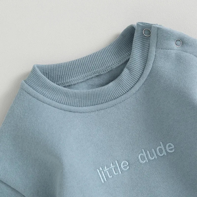 Little Dude Embroidery Sweater Romper