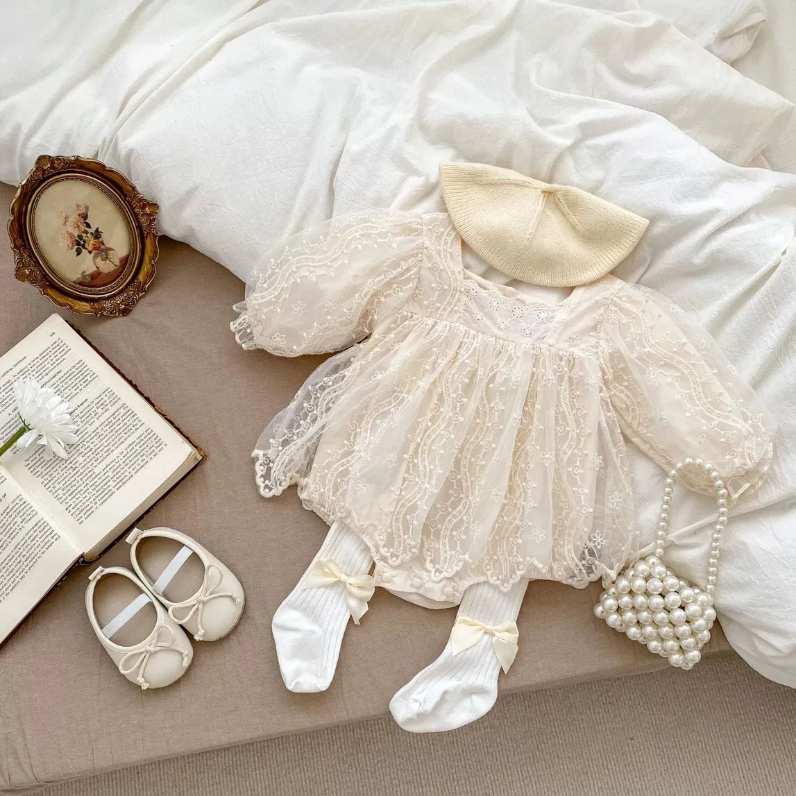 Floral Embroidery Mesh Princess Romper Dress