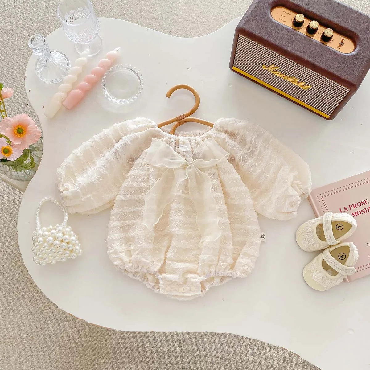 Big Bow Decorated Puff Sleeve Romper