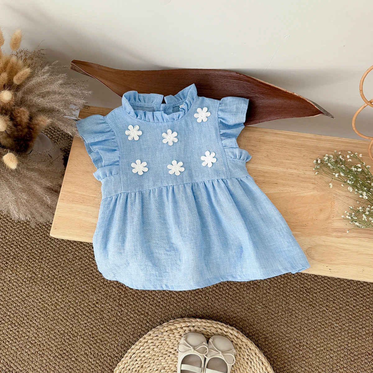 White Floral Sticker Dress
