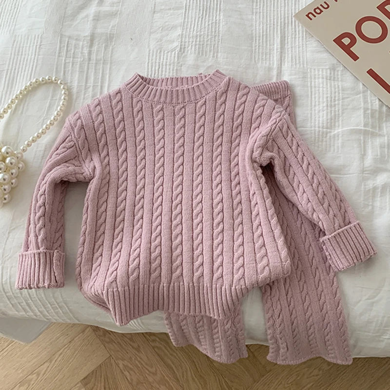 Unisex Solid Color Knit Set