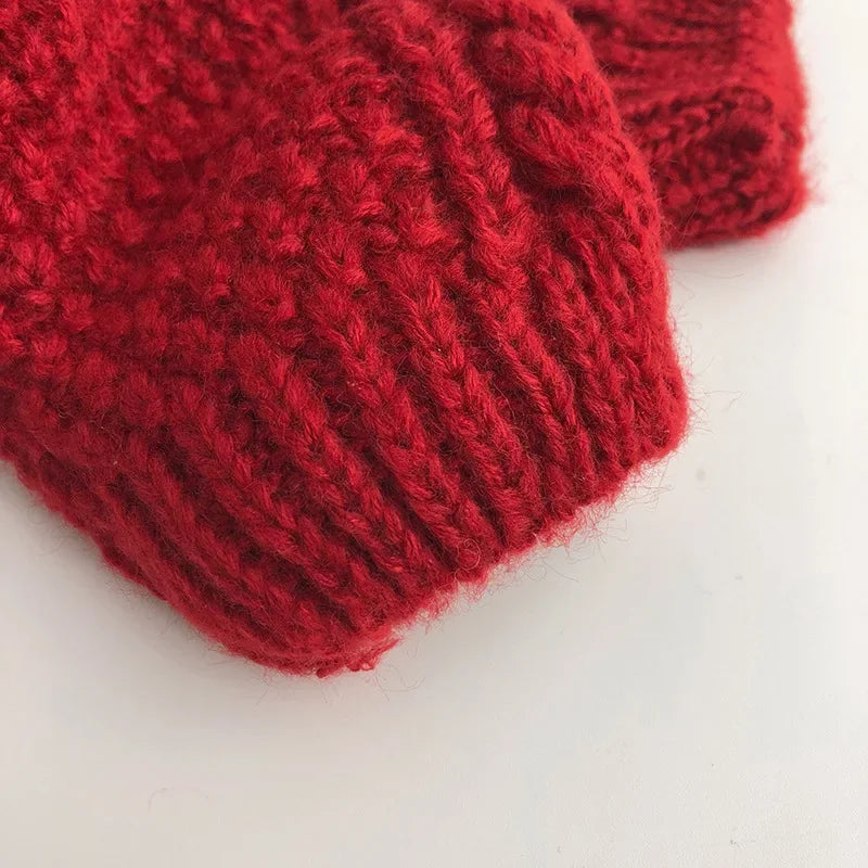 Red Cable Knit Cardigan