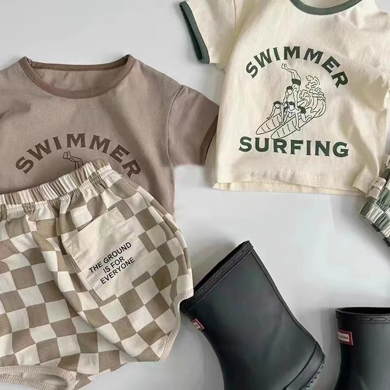 Summer Surfing Plaid Set