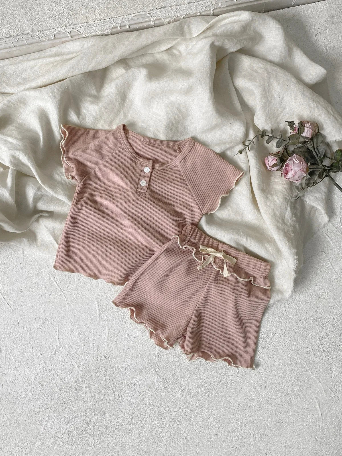 Waffle Knit Wave Edge Set