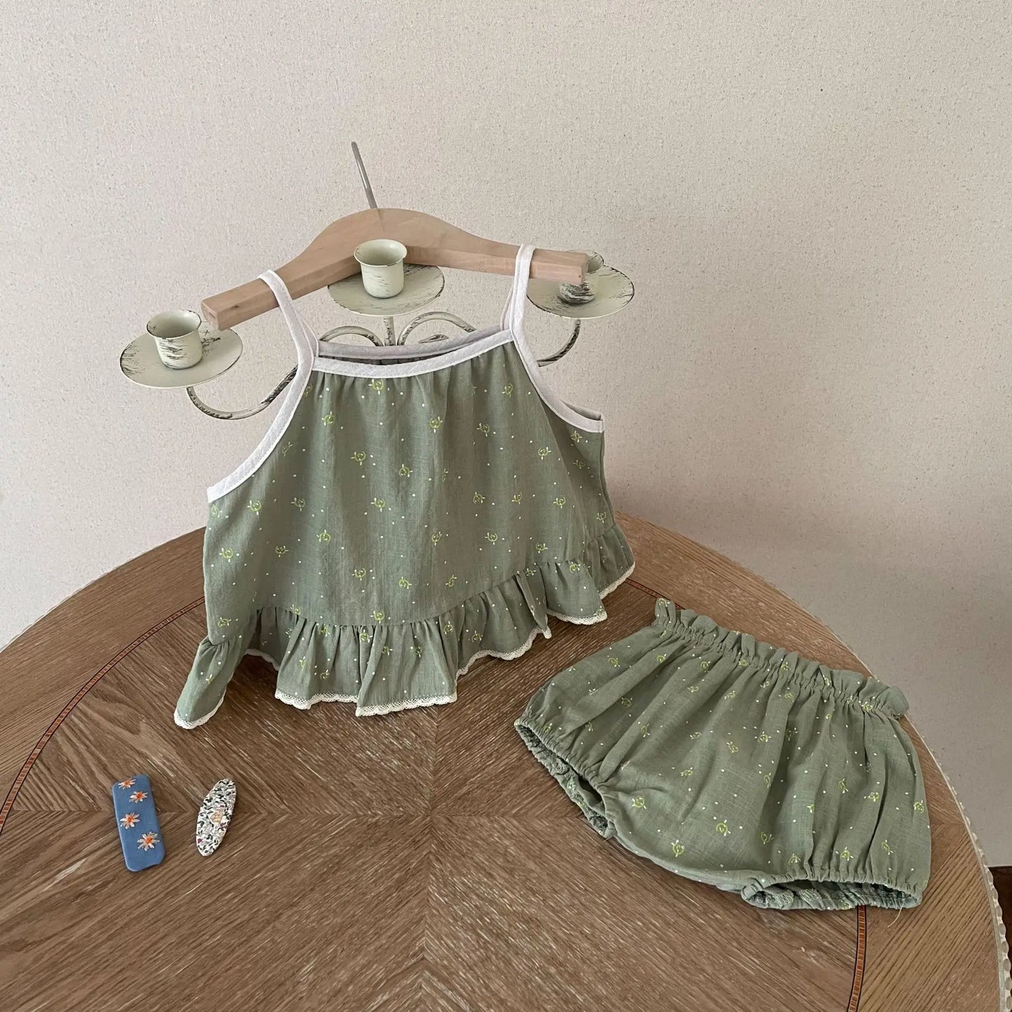 Cotton Laced Floral Bloomer Set
