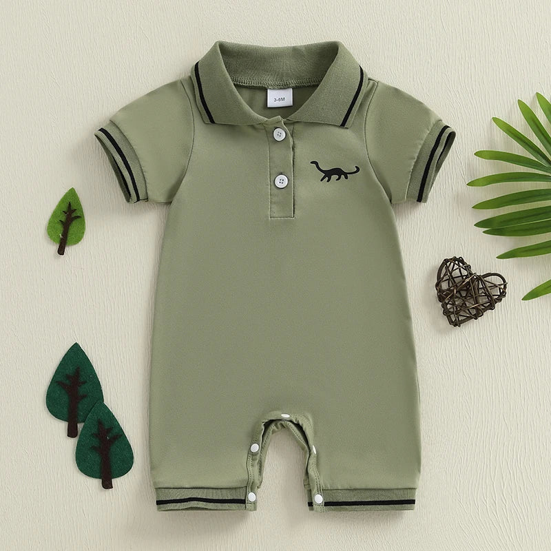 Dinosaur Button-Up Collared Romper