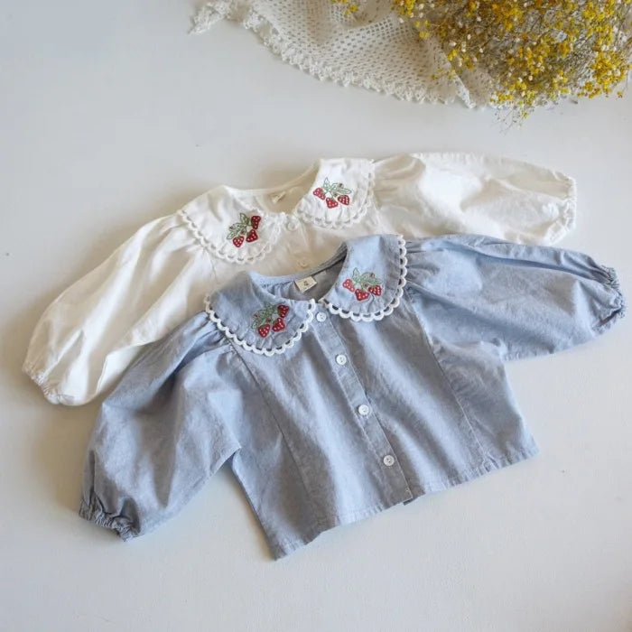 Strawberry Cotton Collar Laced Blouse
