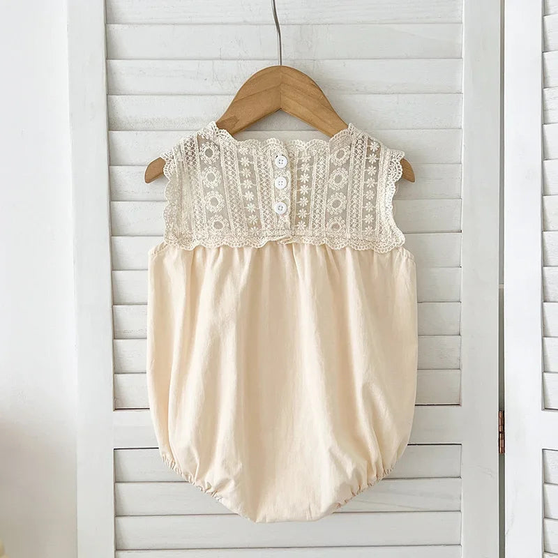 Laced Floral Embroidery Romper