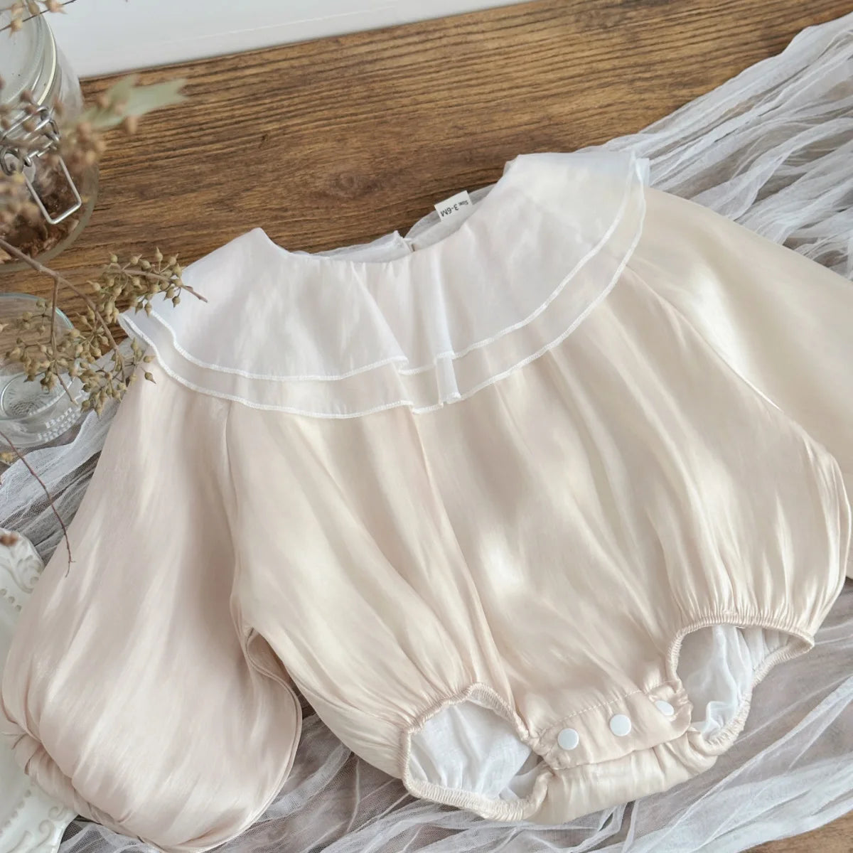 Apricot Mesh Collar Romper