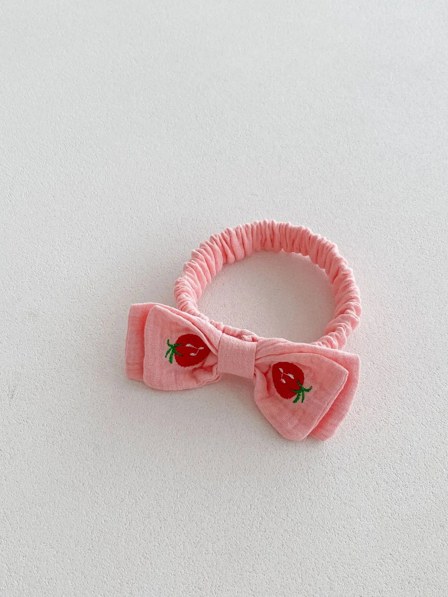 Pink Strawberry Embroidery Romper and Headband