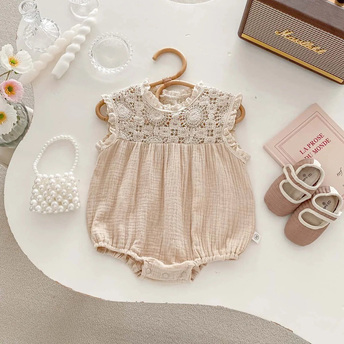 Sleeveless Cotton Lace Romper