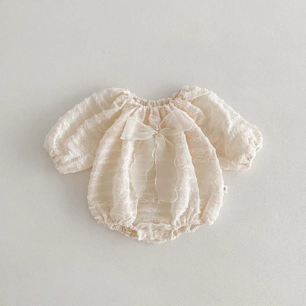 Big Bow Decorated Puff Sleeve Romper
