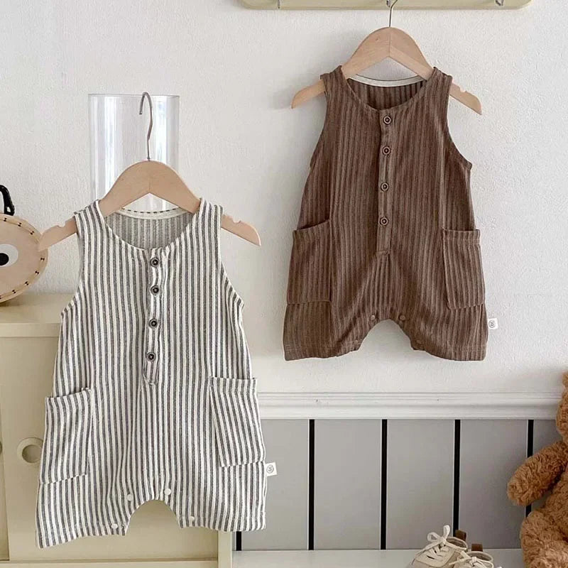 Sleeveless Cotton Striped Romper