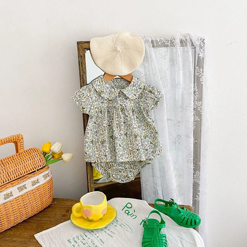 Girls Floral Short Sleeve Set