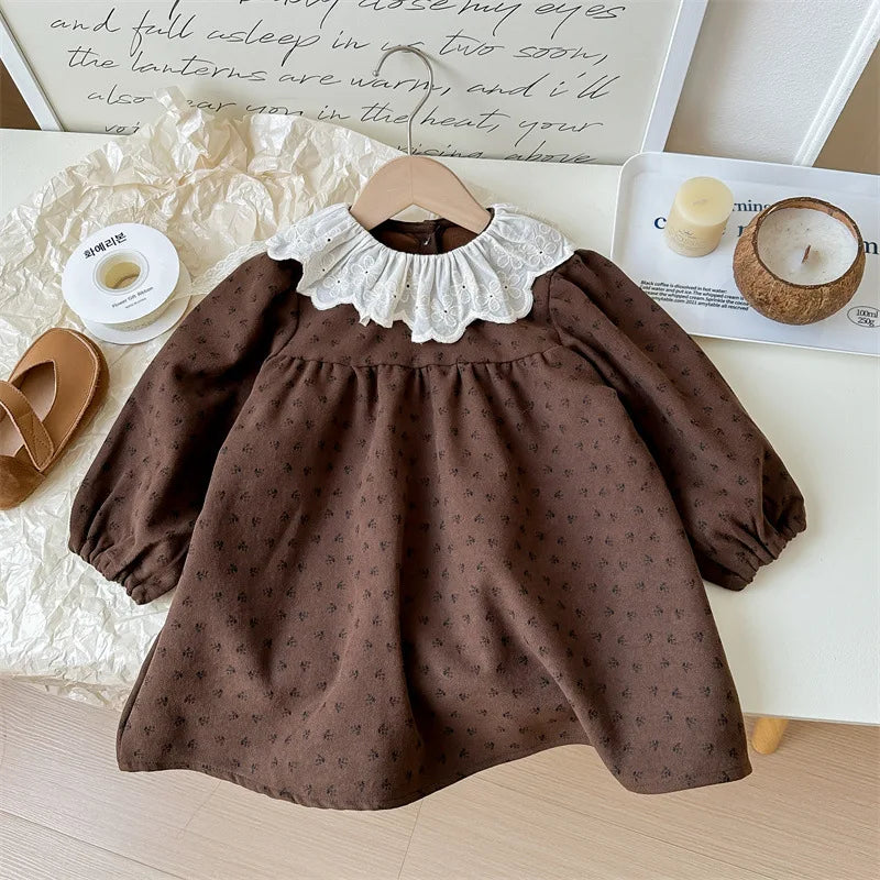 Brown Floral Knit Cardigan and Dress